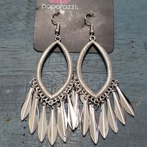 Paparazzi Dangling Tassel Silver Earrings